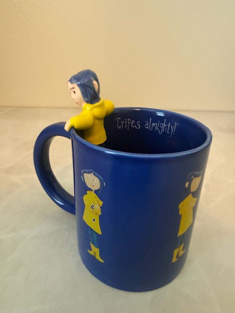 Coraline Cripes Almighty Blue Coffee Mug with 3D Figurine